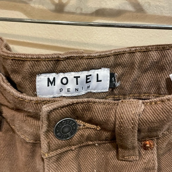 Motel x Olivia Neill Parallel Jeans In Rich Brown - Picture 7 of 8
